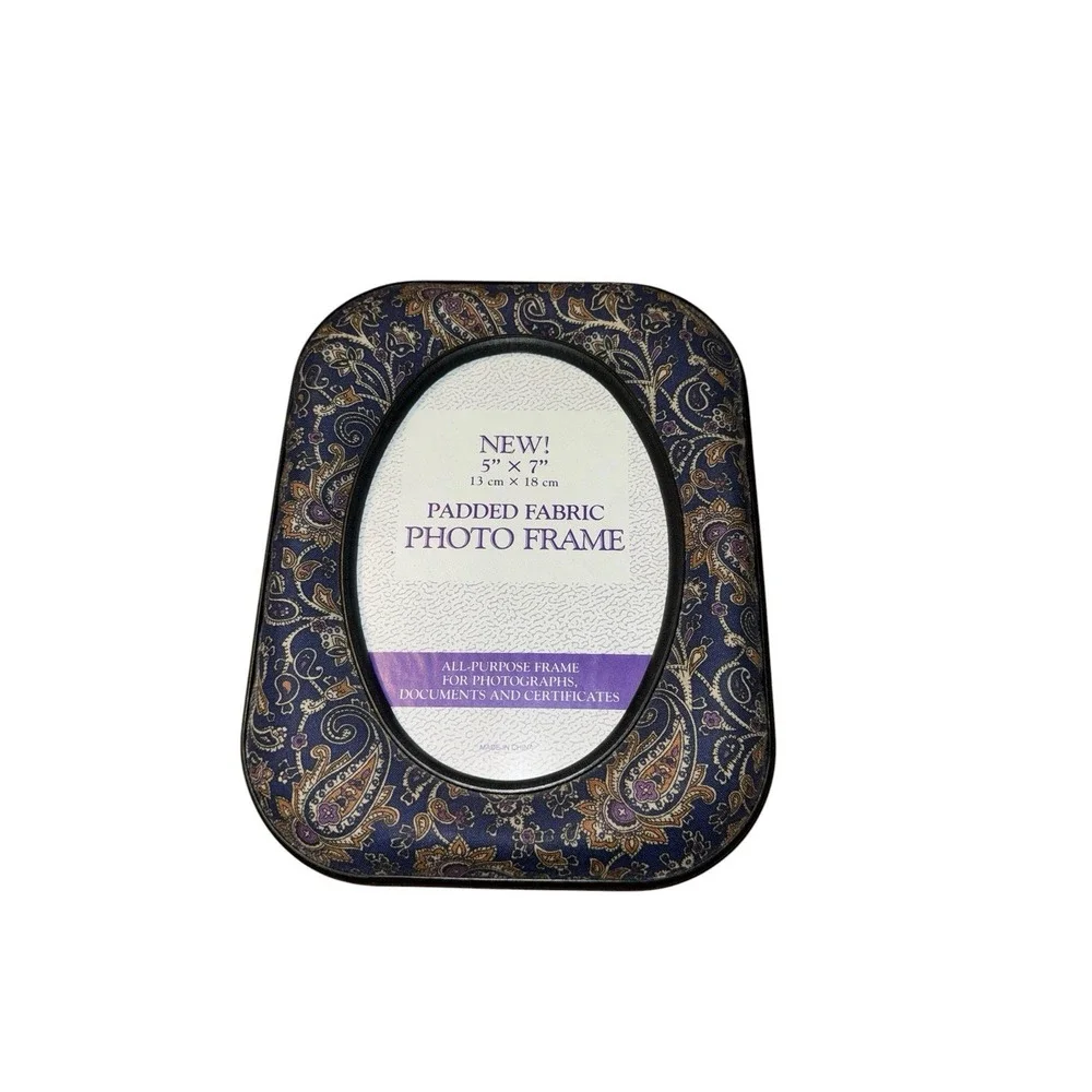 Paisley Padded Fabric Photo Frame 5x7 Oval Opening Multicolor Tabletop Picture‎